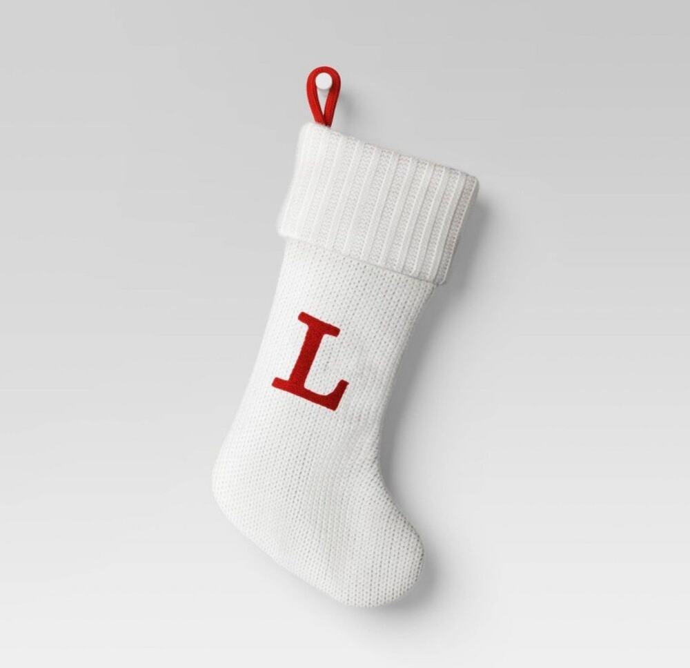 Knit Monogram Christmas Stocking White L - Wondershop